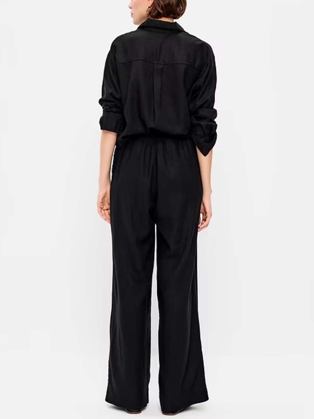 Old Navy Womens High-Waisted Linen-Blend Super Wide-Leg Pants Minimalist Black - Picture 2 of 10